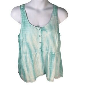 Lane Bryant Aqua‎ Tie-Dye Peplum Tank Top Plus Size 22 Cotton Gauzy Flowy Casual